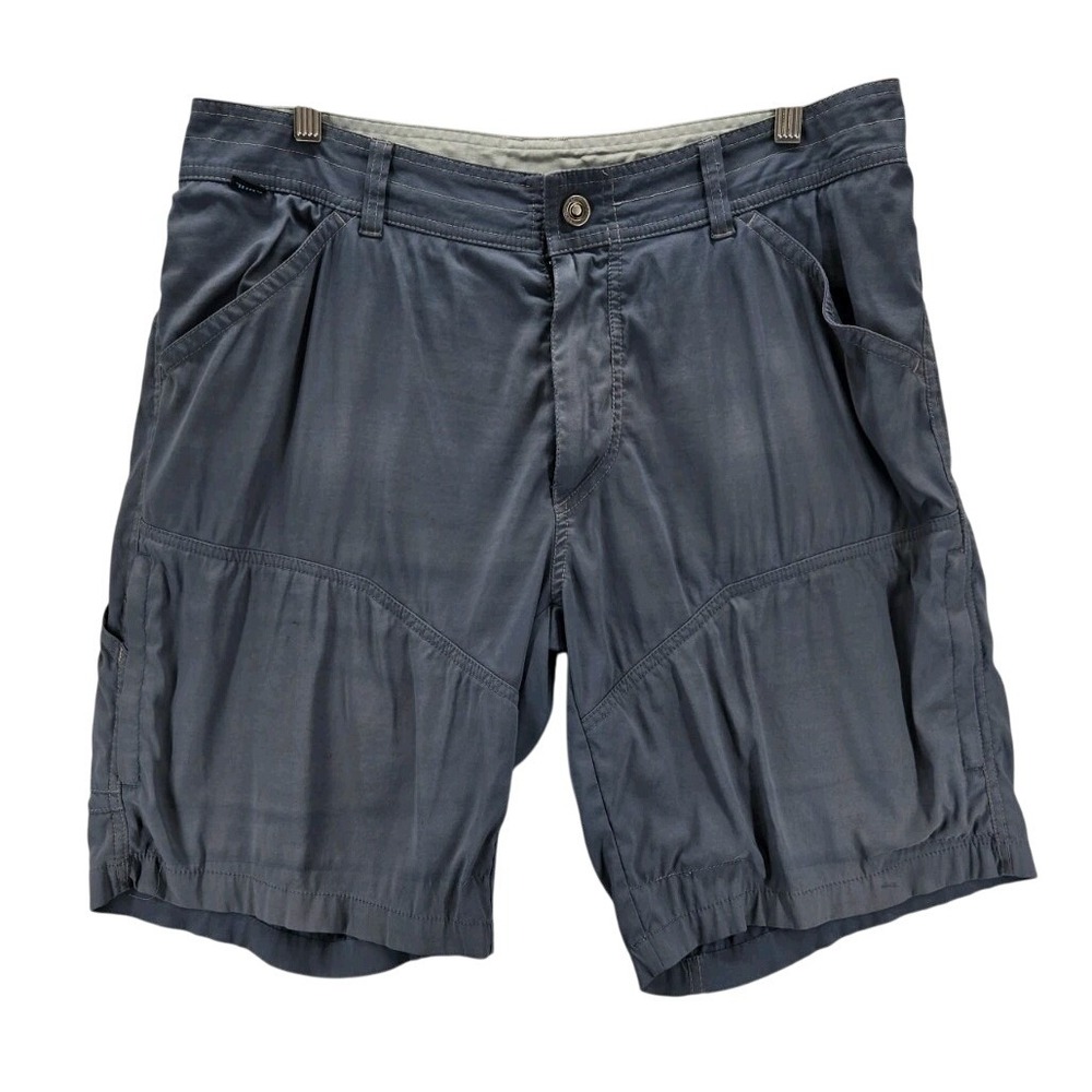 Kuhl Mens Renegade 36 x 10" Inseam Cargo Shorts Stash Zip Pocket Hiking Blue